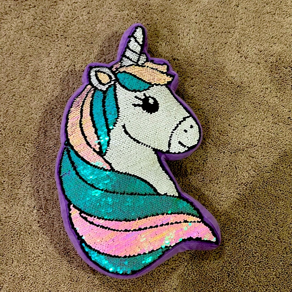 Girls, unicorn flip sequence, throw pillow